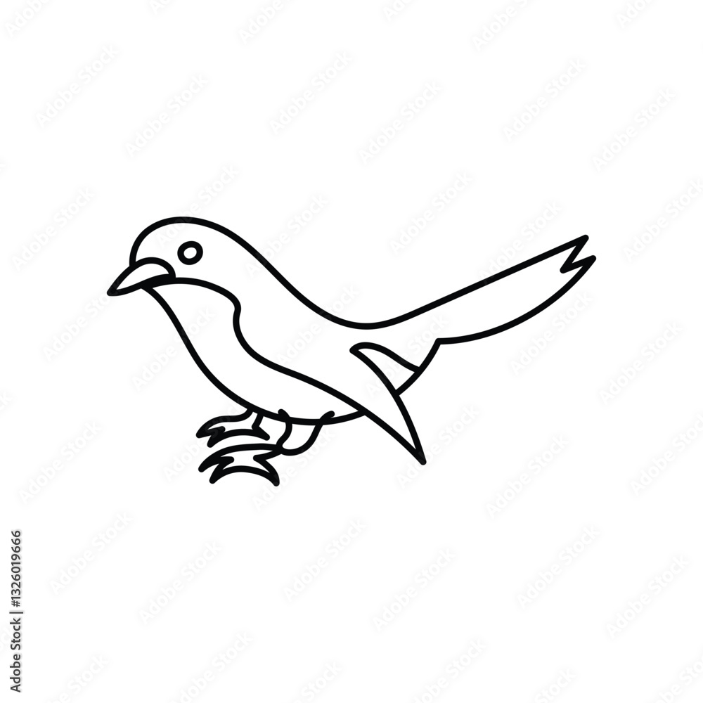 Bird line doodle icon with white background vector stock illustration Bird line doodle icon with white background vector stock illustration