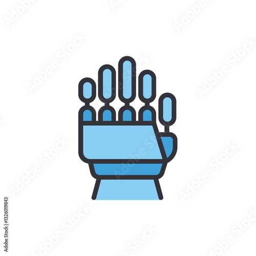Bionic arm colored icons, minimalist vector illustration ,simple transparent graphic element .Isolated on white background