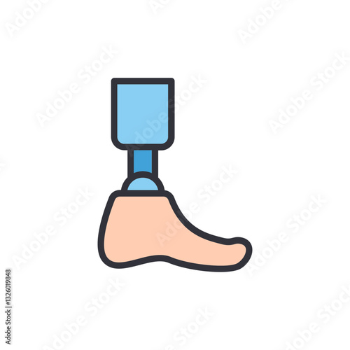 Prosthetic leg colored icons, minimalist vector illustration ,simple transparent graphic element .Isolated on white background