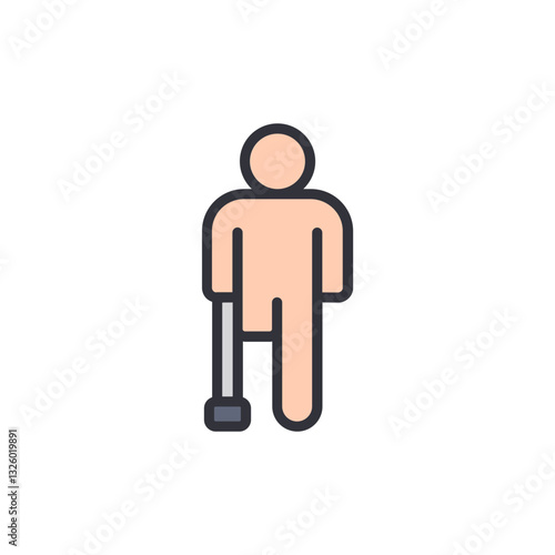Disabled people colored icons, minimalist vector illustration ,simple transparent graphic element .Isolated on white background