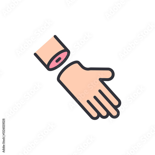 Cutting hand colored icons, minimalist vector illustration ,simple transparent graphic element .Isolated on white background