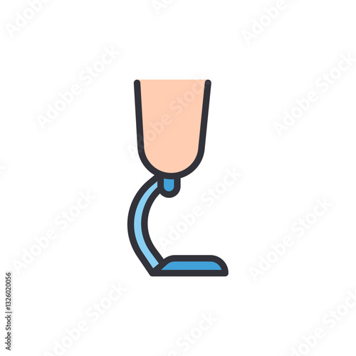 Prosthetic leg colored icons, minimalist vector illustration ,simple transparent graphic element .Isolated on white background