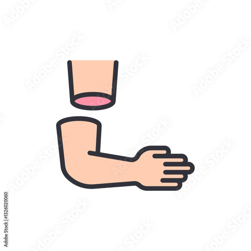 Cutting arm colored icons, minimalist vector illustration ,simple transparent graphic element .Isolated on white background