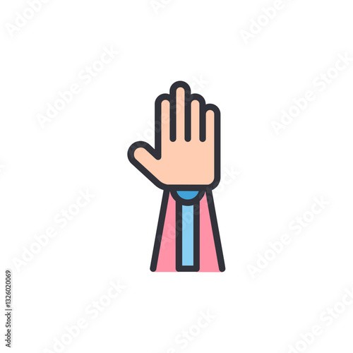 Bionic arm colored icons, minimalist vector illustration ,simple transparent graphic element .Isolated on white background