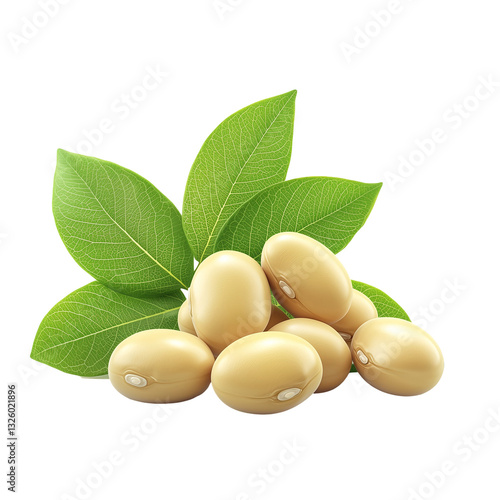 Raw soya beans, a nutritious plant-based protein source, isolated on transparent bckground 