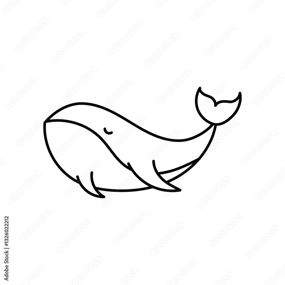 Whale doodle line icon with white background vector stock illustration Whale doodle line icon with white background vector stock illustration