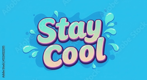 Stay cool text art with splash design on blue background