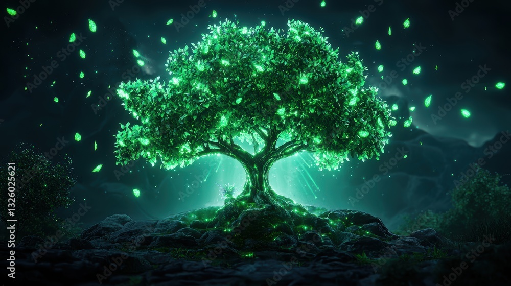 Tree of Knowledge A tree with glowing leaves and branches, emanating a magical aura, symbolizing enlightenment, spiritual growth, and the pursuit of higher knowledge. Tree of Knowledge A tree with glowing leaves and branches, emanating a magical aura, symbolizing enlightenment, spiritual growth, and the pursuit of higher knowledge.