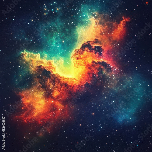 Wallpaper Mural Vibrant Cosmic Nebula in Deep Space: Bright Colors and Starry Background Torontodigital.ca