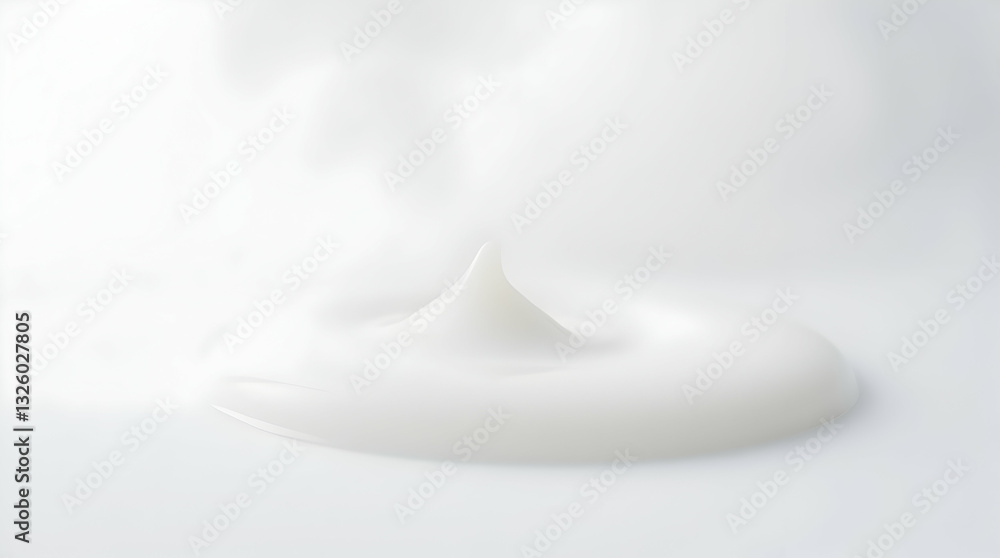 Fototapeta premium A close-up shot of a dollop of white cream on a white surface, creating a minimalist and clean aesthetic.