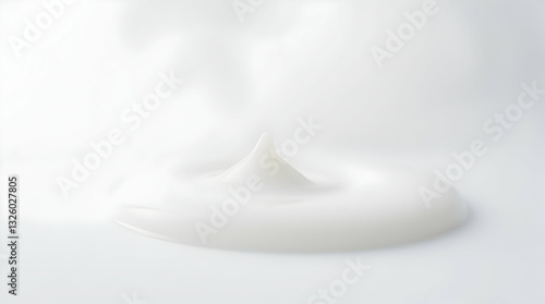  A close-up shot of a dollop of white cream on a white surface, creating a minimalist and clean aesthetic.