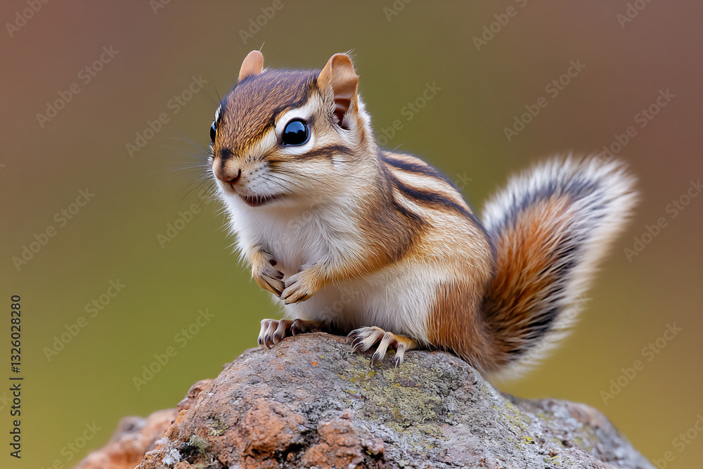 Obraz premium a chipmunk perched on top of a rock,