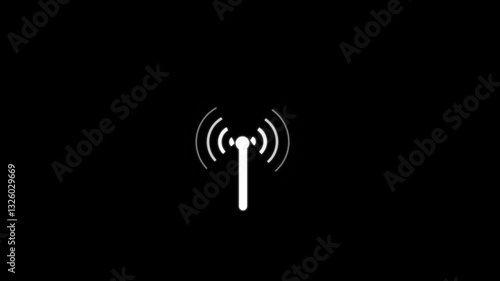 Technology Radio wave station signal animation Radio waves deep lime animation. network tower produced radio wave concept on white background. , data transfer from tower concept.