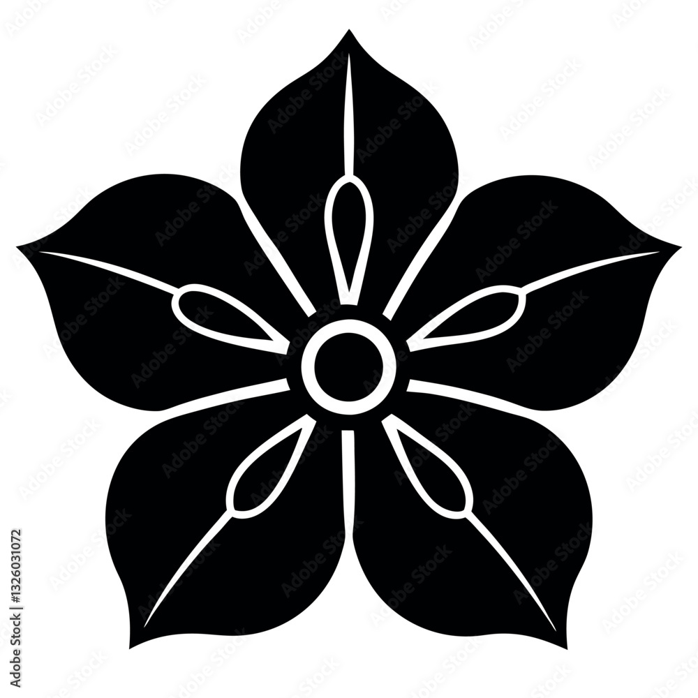 A primrose flower icon with five rounded. A primrose flower icon with five rounded.
