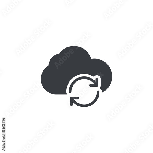 Cloud with synchronized arrows vector icon.