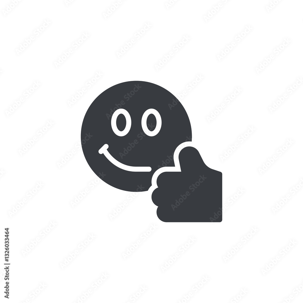 Smiley face with a thumbs up gesture vector icon Smiley face with a thumbs up gesture vector icon