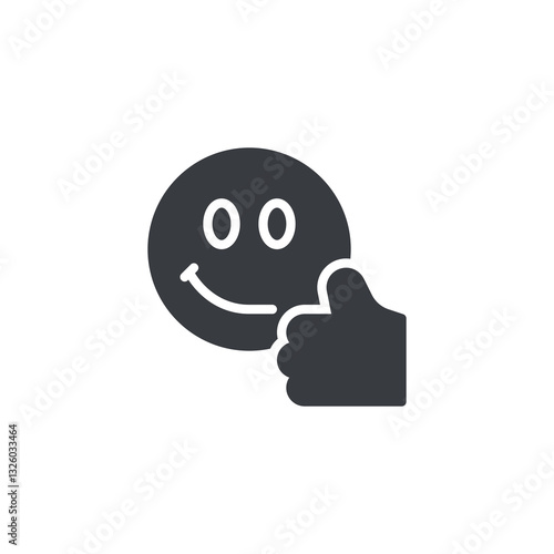 Smiley face with a thumbs up gesture vector icon