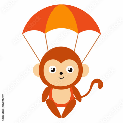 A cute monkey with the parachute