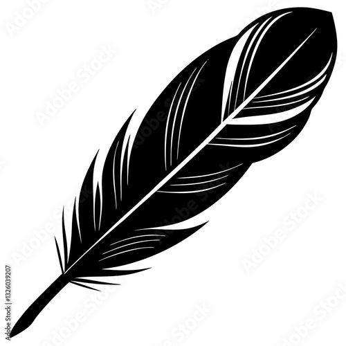 Bird feather silhouette vector illustration