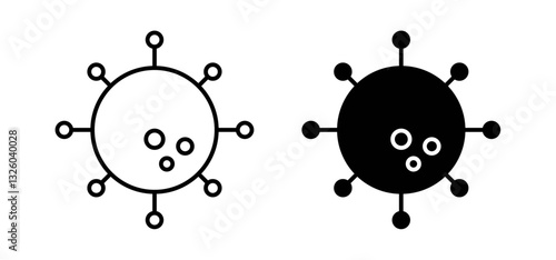 Bacteria vector icon set black filled and outlined style.