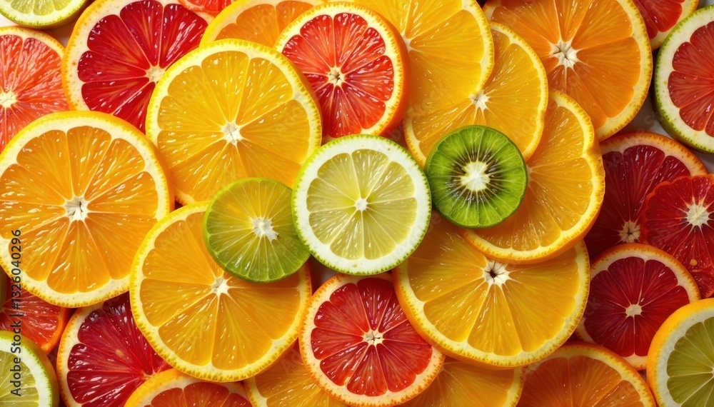 Slices of various citrus fruits form a circular, repeating pattern , food photography, fruit, still life Slices of various citrus fruits form a circular, repeating pattern , food photography, fruit, still life