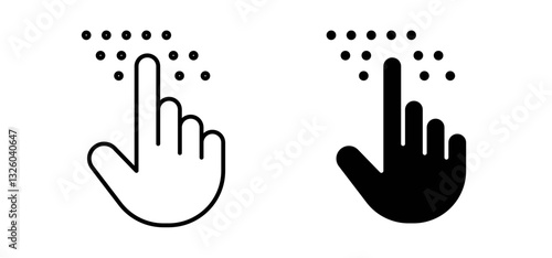 Braille vector icon set black filled and outlined style.