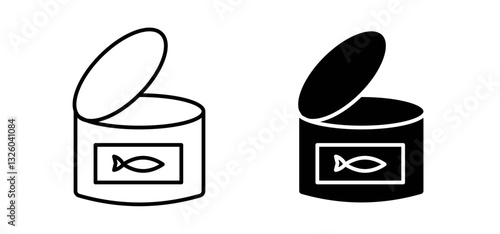 Canned food vector icon set black filled and outlined style.