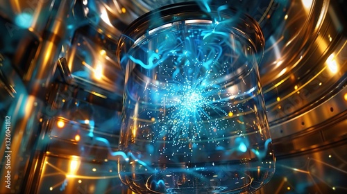 Quantum Computer Core with Entangled Qubits - 3D Tech Concept for Cryptography White Papers