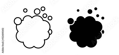 Foam vector icon set black filled and outlined style.