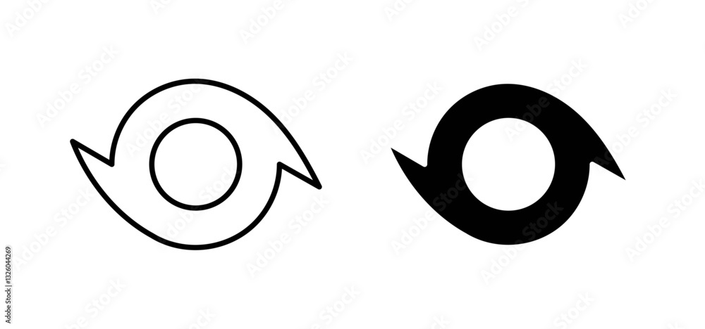 Hurricane vector icon set black filled and outlined style.