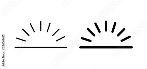 Keyboard brightness vector icon set black filled and outlined style.
