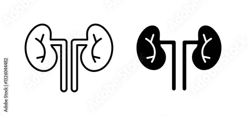 Kidneys vector icon set black filled and outlined style.