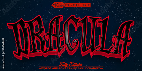 Horror Red Dracula Vector Editable Text Effect Template