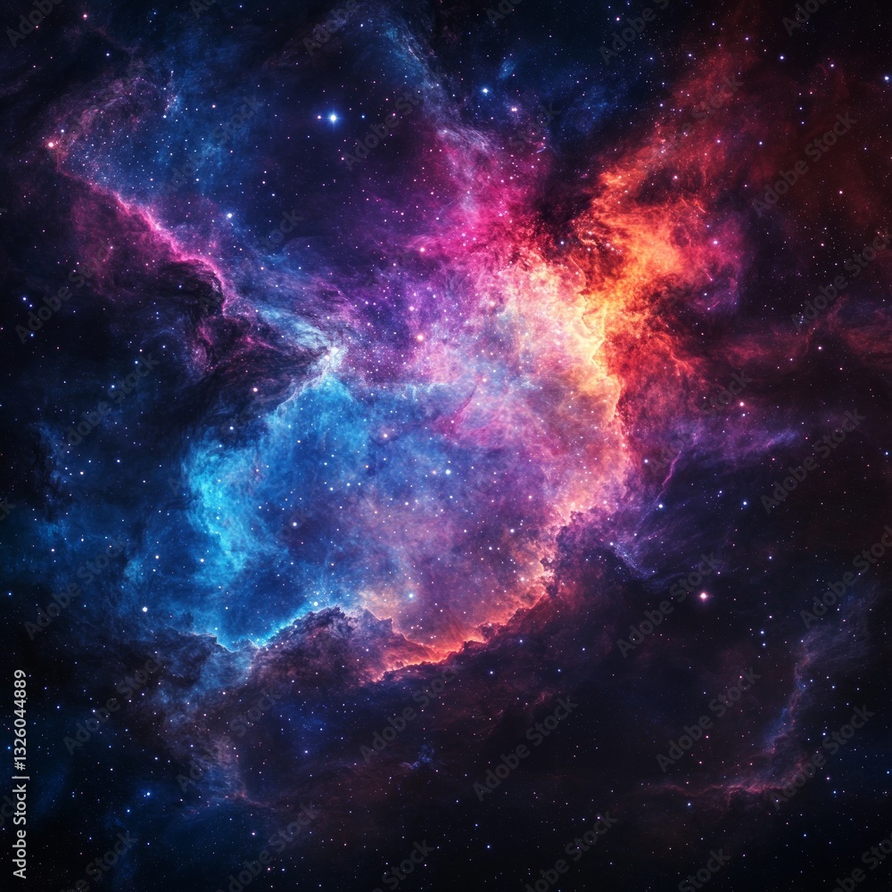 Obraz premium Colorful Cosmic Nebula in Deep Space with Stars and Gas Clouds