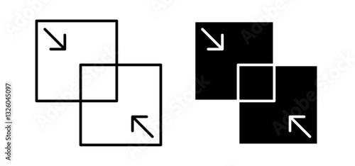 Merge vector icon set black filled and outlined style.