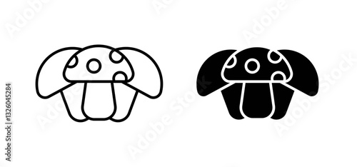 Mushroom vector icon set black filled and outlined style.