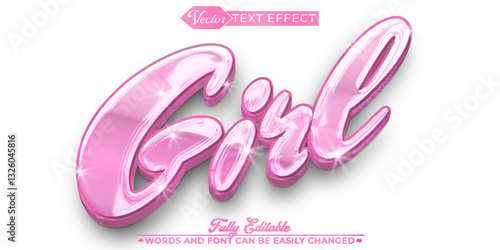 Pink Girl Vector Editable Text Effect Template