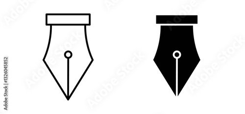 Pen nib vector icon set black filled and outlined style.