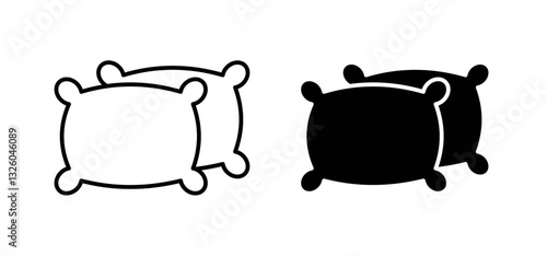 pillow vector icon set black filled and outlined style.