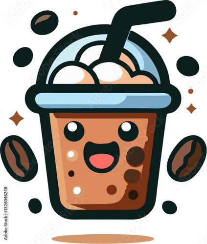 Ice Coffee Float cute mascot