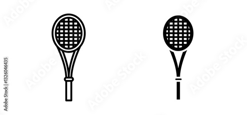 Racquet vector icon set black filled and outlined style.