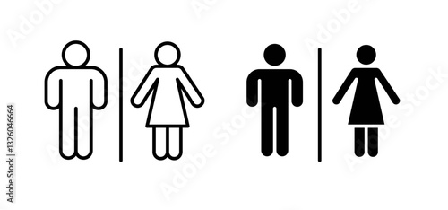 Restroom vector icon set black filled and outlined style.