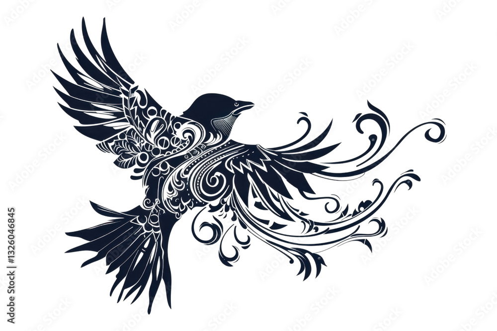 Obraz premium Ornate Flying Bird Design
