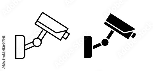 Security Camera vector icon set black filled and outlined style.