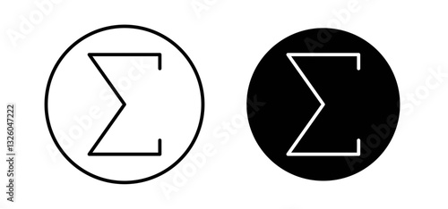 Sigma vector icon set black filled and outlined style.