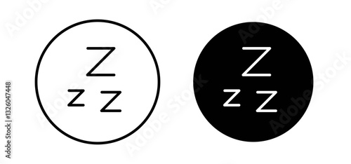 Snooze vector icon set black filled and outlined style.