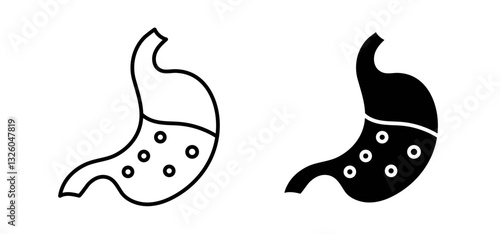 Stomach vector icon set black filled and outlined style.