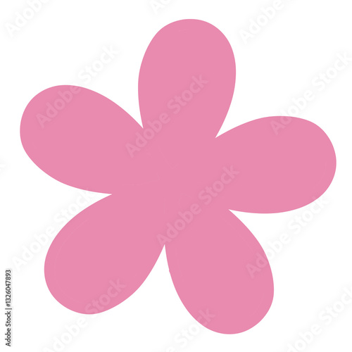 pink flower illustration. Cartoon style