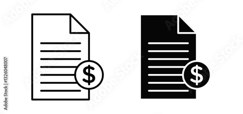 Tax vector icon set black filled and outlined style.