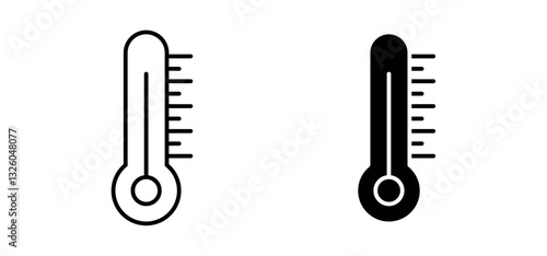 Temperature vector icon set black filled and outlined style.